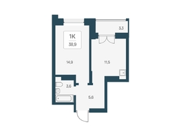 Продается 1-комнатная квартира ЖК Расцветай на Кропоткина, дом 1, 38.9  м&sup2;, 8150000 рублей