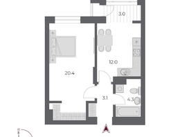 Продается 1-комнатная квартира ЖК ОСКАР, дом 2, 42.8  м&sup2;, 9490000 рублей