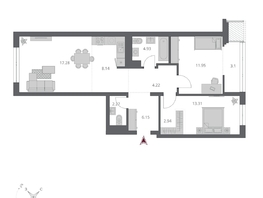 Продается 3-комнатная квартира ЖК Беринг, дом 3, 74.74  м&sup2;, 12790000 рублей