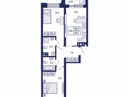 Продается 2-комнатная квартира ЖК Сила леса, корп 1, 59.1  м&sup2;, 9100000 рублей