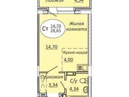Продается Студия ЖК Комета - Октябрьский, 28.65  м&sup2;, 4641300 рублей