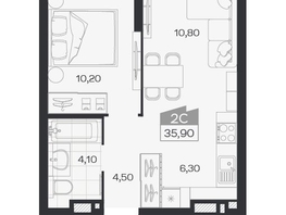 Продается 2-комнатная квартира ЖК Ясный берег, дом 33, 35.9  м&sup2;, 6596000 рублей