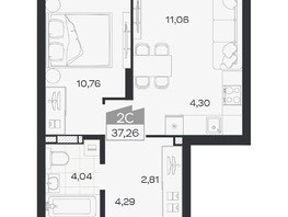 Продается 2-комнатная квартира ЖК Квартал 54, дом 1, 37.26  м&sup2;, 6643000 рублей