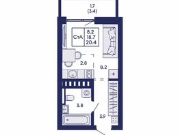 Продается Студия ЖК Горизонт, дом 2, 20.4  м&sup2;, 4350000 рублей