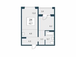Продается 2-комнатная квартира ЖК Цветной бульвар, дом 4 сек 1, 42.7  м&sup2;, 5700000 рублей