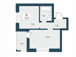 Продается 1-комнатная квартира ЖК Расцветай на Учительской, 40.3  м&sup2;, 6600000 рублей