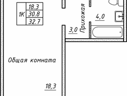 Продается 1-комнатная квартира ЖК Гренландия, Лес дом №5, 32.7  м&sup2;, 5050000 рублей