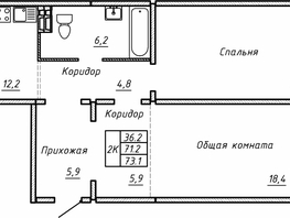 Продается 2-комнатная квартира ЖК Гренландия, Лес дом №5, 73.1  м&sup2;, 8116000 рублей