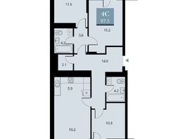 Продается 4-комнатная квартира ЖК Беринг, дом 2, 96.2  м&sup2;, 15300000 рублей