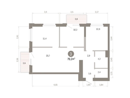 Продается 3-комнатная квартира ЖК Город на озере, 78.25  м&sup2;, 13990000 рублей