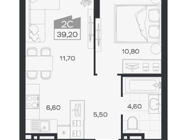 Продается 2-комнатная квартира ЖК Ясный берег, дом 32, 39.2  м&sup2;, 6399000 рублей