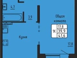 Продается 1-комнатная квартира ЖК Самоцветы, Бирюза дом 3, 41.5  м&sup2;, 4450000 рублей