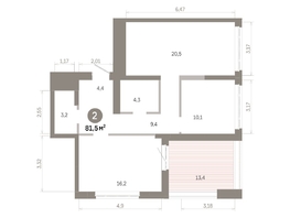 Продается 2-комнатная квартира  Квартал Молодость, дом 1, 81.52  м&sup2;, 13760000 рублей