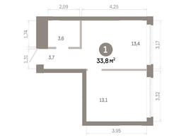 Продается 1-комнатная квартира  Квартал Молодость, дом 1, 33.82  м&sup2;, 6420000 рублей