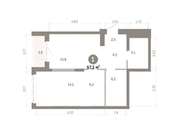 Продается 1-комнатная квартира  Квартал Молодость, дом 1, 57.17  м&sup2;, 9600000 рублей