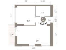 Продается 1-комнатная квартира  Квартал Молодость, дом 1, 40.92  м&sup2;, 7160000 рублей