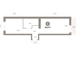 Продается 1-комнатная квартира  Квартал Молодость, дом 1, 44.98  м&sup2;, 7510000 рублей