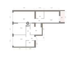 Продается 3-комнатная квартира  Квартал Молодость, дом 1, 86.63  м&sup2;, 13370000 рублей