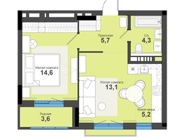 Продается 2-комнатная квартира ЖК Тайгинский парк, дом 5, 47.5  м&sup2;, 6960000 рублей
