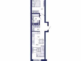 Продается 2-комнатная квартира ЖК Горизонт, дом 2, 44.8  м&sup2;, 8200000 рублей