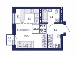 Продается Студия ЖК Сила леса, корп 2, 30.6  м&sup2;, 5200000 рублей