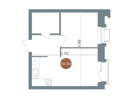 Продается 1-комнатная квартира  1956 Кварталы Телецентра, 2, 30.7  м&sup2;, 6790000 рублей