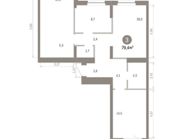 Продается 3-комнатная квартира ЖК Пшеница, 6.1, 79.38  м&sup2;, 12920000 рублей