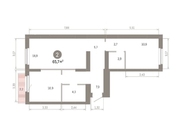 Продается 2-комнатная квартира ЖК Пшеница, 6.1, 65.65  м&sup2;, 10270000 рублей