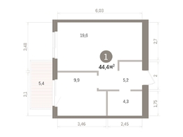 Продается 1-комнатная квартира ЖК Пшеница, дом 5.2, 44.36  м&sup2;, 6690000 рублей