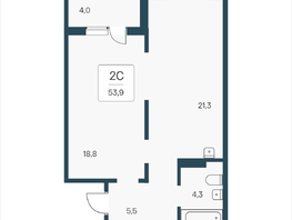 Продается 2-комнатная квартира ЖК Эко-квартал на Кедровой, д 3 сек 2, 54.1  м&sup2;, 7022000 рублей
