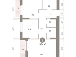 Продается 2-комнатная квартира ЖК Пшеница, 6.1, 57.38  м&sup2;, 8860000 рублей