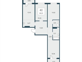 Продается 4-комнатная квартира ЖК Эко-квартал на Кедровой, дом 5, 91.01  м&sup2;, 9600000 рублей
