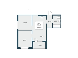 Продается 2-комнатная квартира ЖК Эко-квартал на Кедровой, дом 5, 52.84  м&sup2;, 6650000 рублей