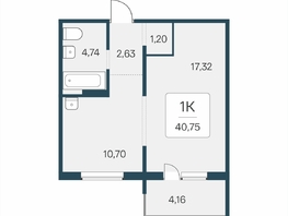 Продается 1-комнатная квартира ЖК Эко-квартал на Кедровой, дом 6, 40.75  м&sup2;, 5250000 рублей