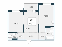 Продается 2-комнатная квартира ЖК Эко-квартал на Кедровой, дом 6, 62.9  м&sup2;, 7250000 рублей