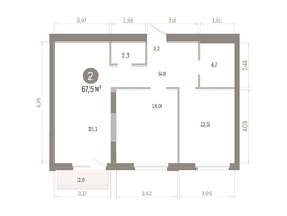 Продается 2-комнатная квартира ЖК Город на озере, 67.52  м&sup2;, 14520000 рублей