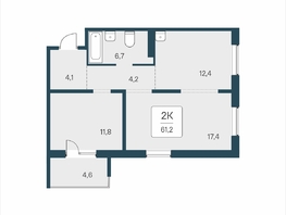 Продается 2-комнатная квартира ЖК Цветной бульвар, дом 4 сек 2, 61.2  м&sup2;, 7850000 рублей