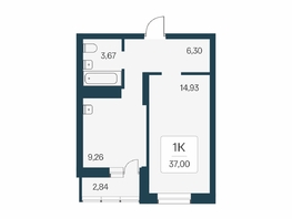 Продается 1-комнатная квартира ЖК Расцветай на Бугринской роще, 37  м&sup2;, 5715000 рублей
