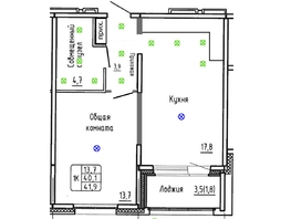 Продается 1-комнатная квартира ЖК Самоцветы, Бирюза дом 3, 41.9  м&sup2;, 5800000 рублей