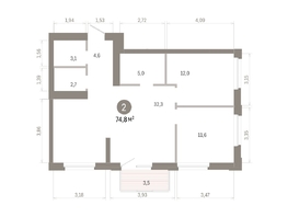 Продается 2-комнатная квартира ЖК Город на озере, 74.74  м&sup2;, 17560000 рублей