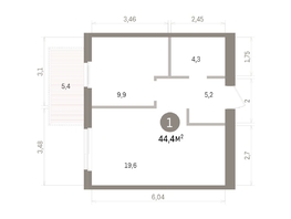 Продается 1-комнатная квартира ЖК Пшеница, дом 5.2, 44.36  м&sup2;, 6390000 рублей