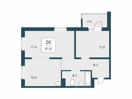 Продается 2-комнатная квартира ЖК Цветной бульвар, дом 4 сек 1, 61  м&sup2;, 7400000 рублей