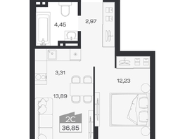 Продается 2-комнатная квартира ЖК Ясный берег, дом 20, 36.85  м&sup2;, 7502000 рублей