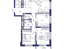 Продается 4-комнатная квартира ЖК Сподвижники, дом 2, 74.1  м&sup2;, 8350000 рублей