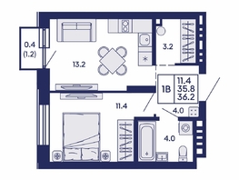 Продается 1-комнатная квартира ЖК Сила леса, корп 2, 36.2  м&sup2;, 8400000 рублей
