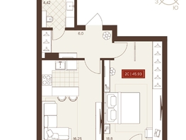 Продается 2-комнатная квартира ЖК Невский, 45.93  м&sup2;, 7350000 рублей