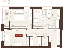 Продается 3-комнатная квартира ЖК Невский, 62.69  м&sup2;, 10400000 рублей