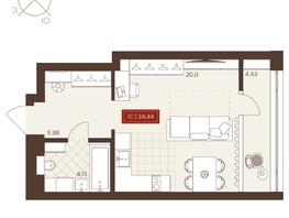 Продается Студия ЖК Невский, 34.44  м&sup2;, 5900000 рублей