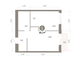 Продается 1-комнатная квартира ЖК Город на озере, 46.25  м&sup2;, 10490000 рублей