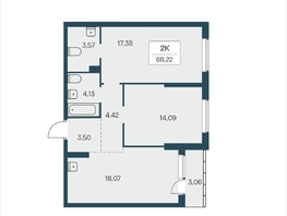 Продается 2-комнатная квартира ЖК Расцветай на Зорге, дом 4, 68.22  м&sup2;, 7200000 рублей